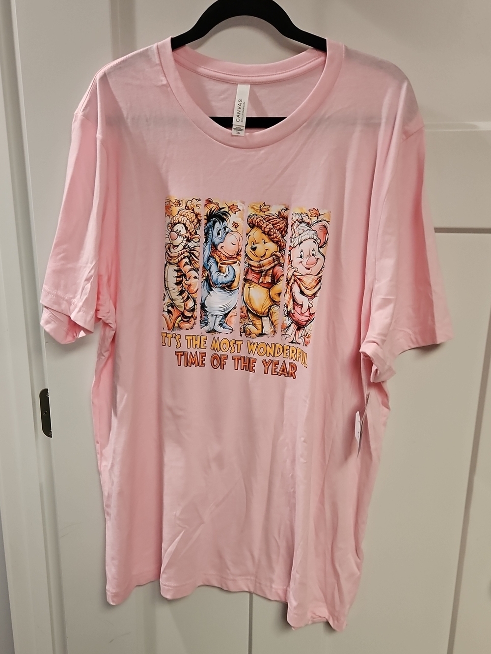 Bella Canvas Pink Winnie-the-Pooh Holiday Graphic Tee